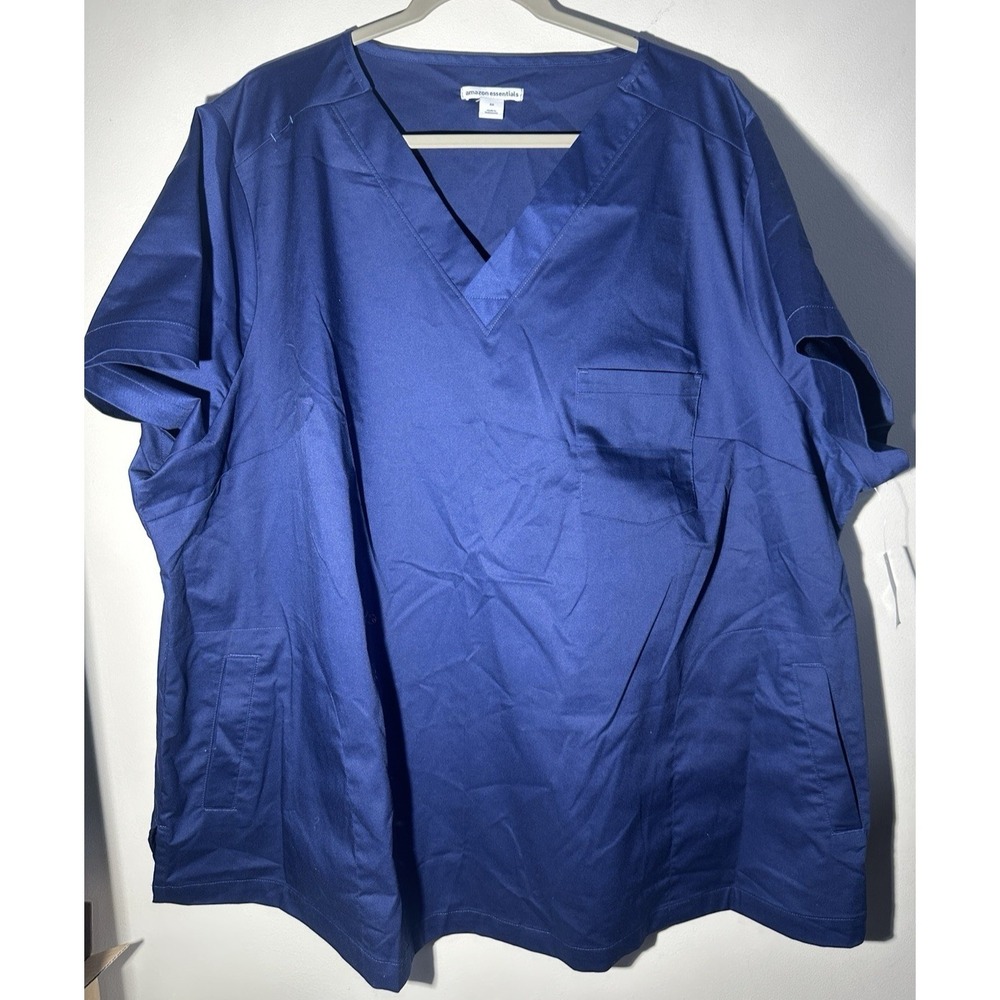 Amazon Essentials Classic Fit V-Neck Short Sleeve Scrub Top Blue Plus Sz 5X NWT
